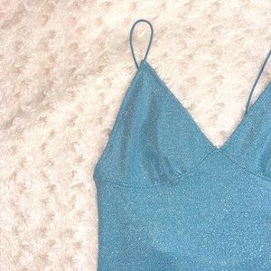 Light blue sparkly mini dress